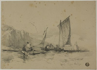 Barcos de pesca perto das falésias de James Duffield Harding