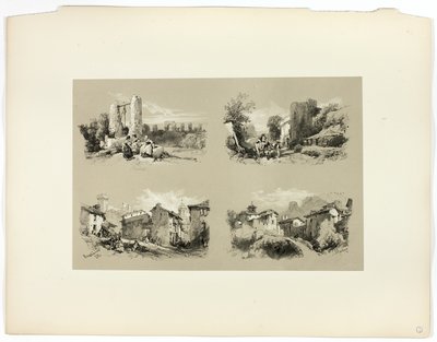 Frejus, Beaucaire, Chateau, de Seleções Pitorescas de James Duffield Harding