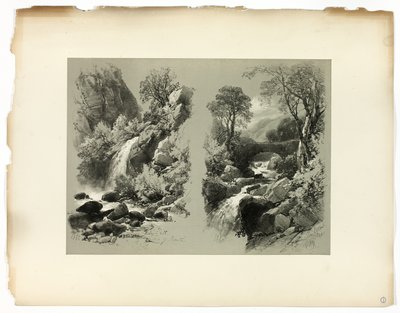 Lady Fall, Vale of Heath e Fall on the Brent, de Seleções Pitorescas de James Duffield Harding