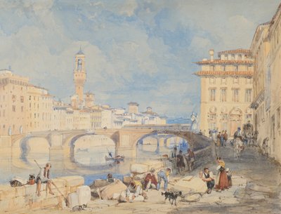 Ponte Santa Trinità, Florença, antes de 1832. de James Duffield Harding
