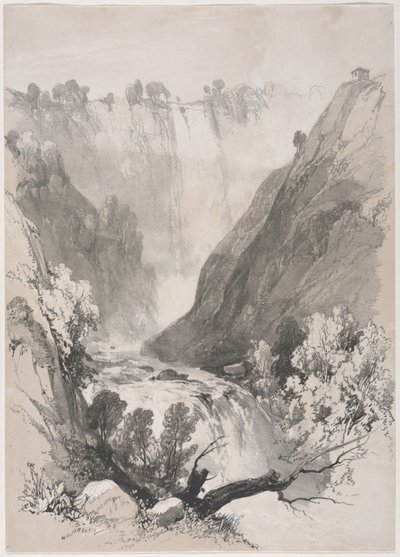 Esboços em casa e no exterior: Falls of Terni, 1830. de James Duffield Harding