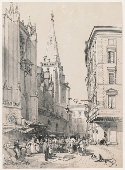 Esboços em casa e no exterior: Lyons Church of St. Hezier, outubro de 1832, 1832. de James Duffield Harding