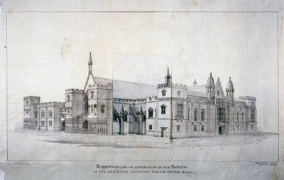Sugestões para alterações nos edifícios adjacentes ao Westminster Hall, Londres, c1825.               de James Duffield Harding