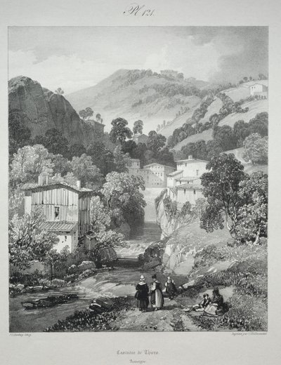 Viagens pitorescas e românticas na França antiga. Auvergne: Cachoeiras de Thiers de James Duffield Harding