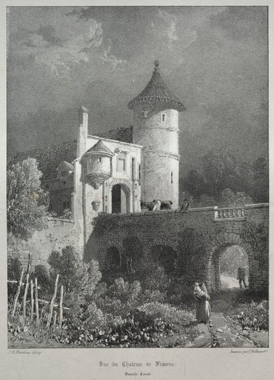 Viagens pitorescas e românticas na França antiga. Franche-Comté: Vista do Castelo de Frasne de James Duffield Harding