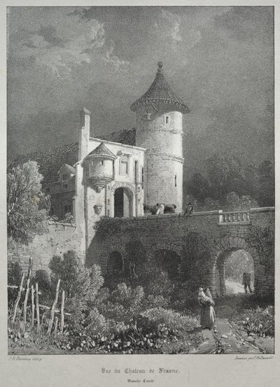 Viagens pitorescas e românticas na França antiga. Franche-Comté: Vista do Castelo de Frasne de James Duffield Harding