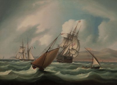 First Rater e outros navios ao largo da costa espanhola de James E. Buttersworth