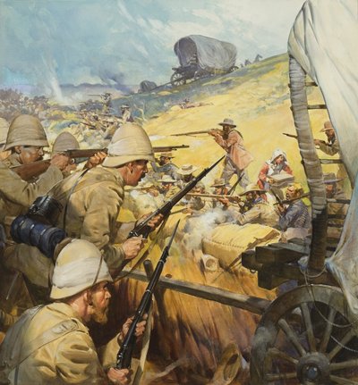 Escaramuça da Guerra dos Bôeres (guache sobre papel) de James Edwin McConnell