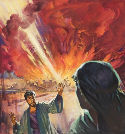 Destruição de Sodoma e Gomorra (guache sobre papel) de James Edwin McConnell