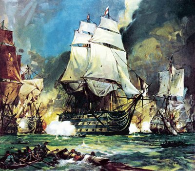 HMS Victory na Batalha de Trafalgar de James Edwin McConnell