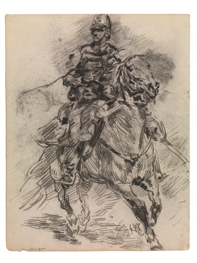 Chevalier da artilharia ligeira (conte & acrílico sobre papel) de James Ensor