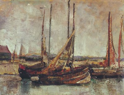 Barcos de pesca (óleo sobre cartão a bordo) de James Ensor