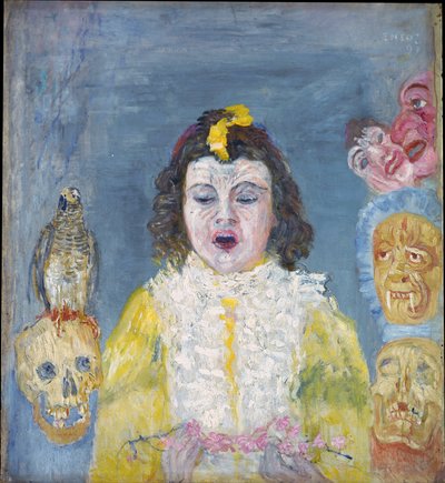 Rapariga com máscaras (comunhão) de James Ensor