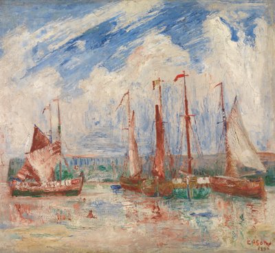 Ostend Harbour, c.1900-04 (óleo sobre tela) de James Ensor