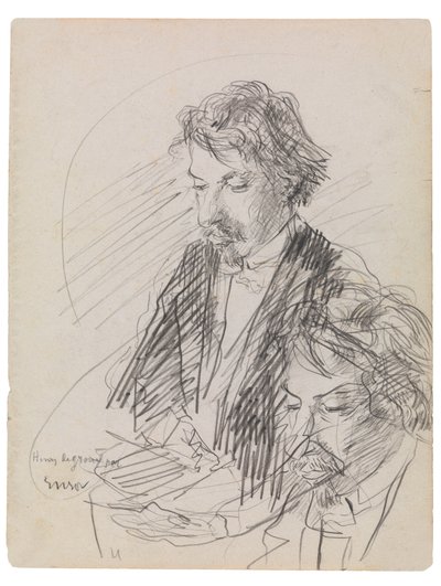 Retrato do artista Henry De Groux, c.1883 (lápis de cera sobre papel) de James Ensor