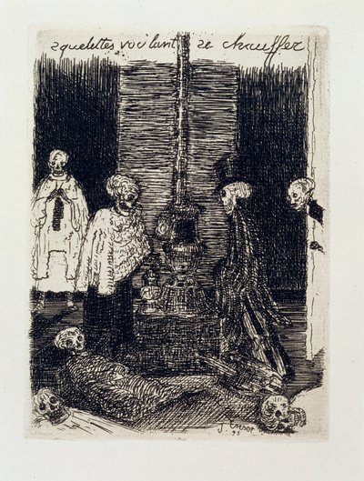Esqueletos a tentarem aquecer-se a si próprios de James Ensor