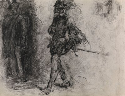 Um espanhol de pé à sombra, outro homem e uma cabeça de perfil de James Ensor