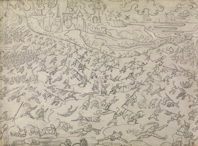 Os Mercenários Dissolutos (lápis sobre papel) de James Ensor