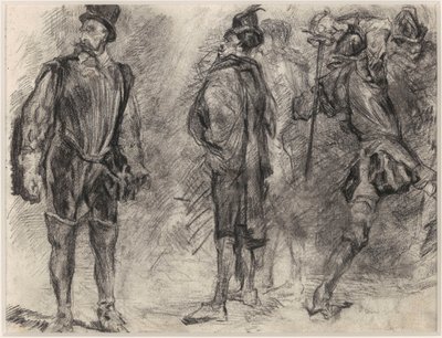 Três soldados espanhóis, um deles empunhando uma espada de James Ensor
