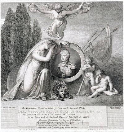 Desenho icónico em memória do nosso falecido herói, Lorde Visconde Horatio Nelson (1758-1805) de James Fittler