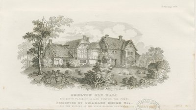 Shelton Old Hall: gravura em aço (vinheta), nd [c 1843] (impressão) de James Flewitt Mullock