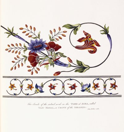 Fac-símile da obra incrustada na tumba de Agra, chamada Taje-Mahal, ou Coroa do Serralho de James Forbes