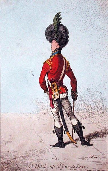 A Dash up St. James Street, publicado por Hannah Humphrey em 1797 (gravura colorida à mão) de James Gillray