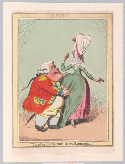Um dueto, bar. 1792 (gravura colorida à mão) de James Gillray