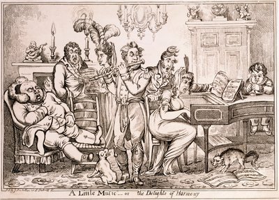 A Little Music ou The Delights of Harmony, gravada por William Brocas, impressa em Londres por J. Sidebotham, 1810 de James Gillray