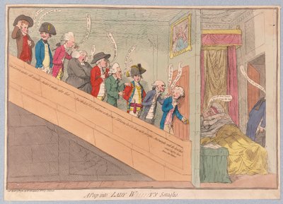 Uma espreitadela para Lady W !!!!! ys Seraglio, pub. 1782 (gravura colorida à mão) de James Gillray