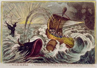 Uma banheira para a baleia! publicado por Hannah Humphrey em 1806 (gravura à mão colorida) de James Gillray