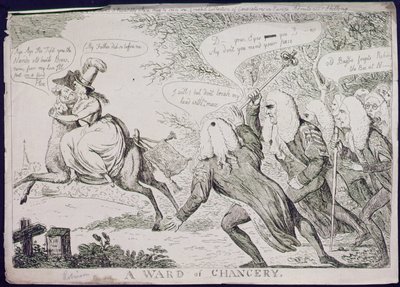 A Ward of Chancery, publicado pela S.W. Fores (gravura) de James Gillray