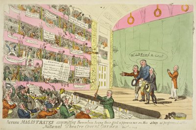 Os Magistrados em exercício comprometem-se, sendo a sua primeira apresentação no National Theatre Covent Garden de James Gillray