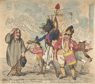 Alecto e Seu Trem, na Porta do Pandaemonium:-ou-The Recruiting Sarjeant Enli..., 4 de julho de 1791. de James Gillray