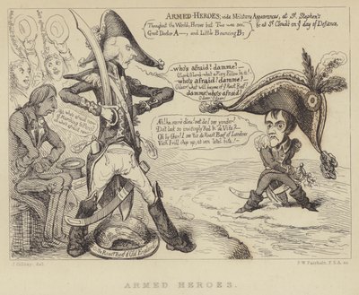 Heróis armados: o primeiro-ministro britânico Henry Addington confrontando Napoleão e a ameaça de uma invasão francesa, 1803 de James Gillray