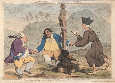 Dança da Coalizão, pub. 1785 (gravura colorida à mão) de James Gillray