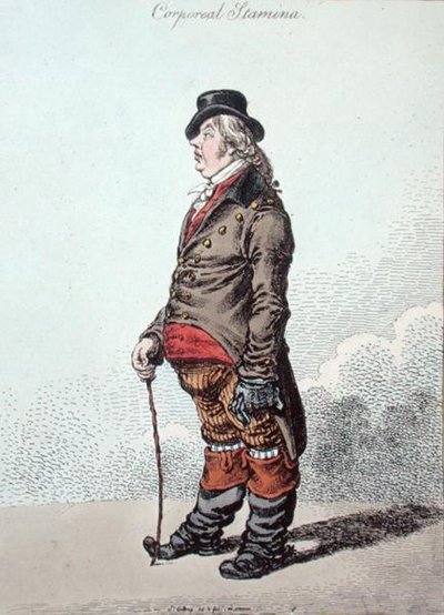 Corporeal Stamina, publicado por Hannah Humphrey em 1801 (gravura colorida à mão) de James Gillray