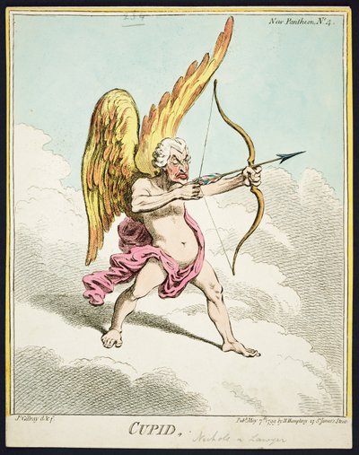 Cupido, do Novo Pantheon No.4, publicado por Hannah Humphrey, 1799 de James Gillray