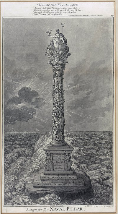 Desenho do pilar da marinha "Britannia Victorious" Gravura de 1800, de James Gillray (1757-1815). de James Gillray