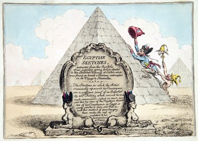 Esboços egípcios, publicado Hannah Humphrey em 1799 (gravura à mão colorida) de James Gillray