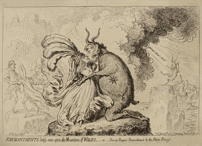 Encantamentos vistos recentemente nas montanhas de Gales ou "Reconciliação de Shon-ap-Morgan com a Princesa Fada", publicado em 30 de junho de James Gillray