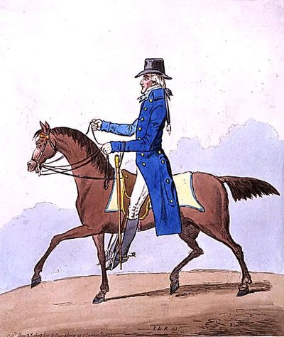 Equestrian Elegance, ou A Noble Scot, metamorfoseado, publicado por Hannah Humphrey em 1803 (gravura colorida à mão) de James Gillray