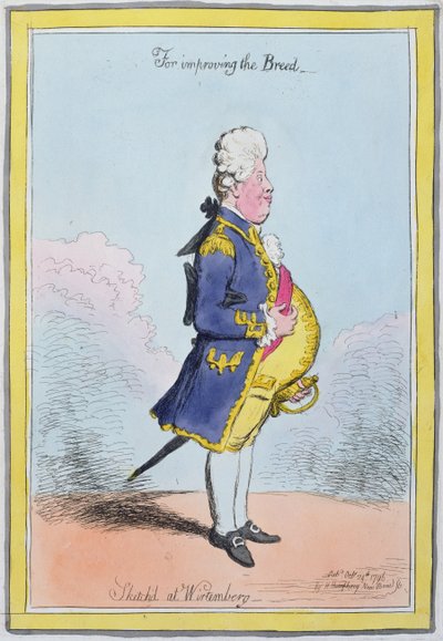 Para melhorar a raça, esboçada em Wirtemberg, publicada por Hannah Humphrey em 1796 (gravura à mão colorida) de James Gillray