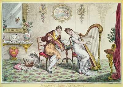 Harmonia antes do matrimônio, 1805 (gravura a cores) de James Gillray