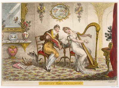 &39;Harmonia antes do Matrimônio&39;, publicada em 1805 de James Gillray