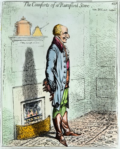 O conforto das salamandras Rumford de James Gillray