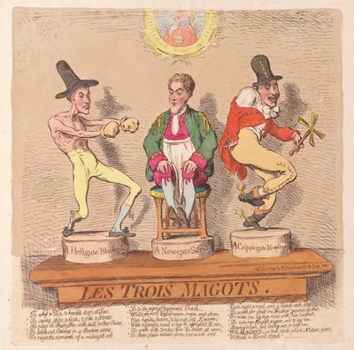 Os Três Magos, pub. 1791 (gravura colorida à mão) de James Gillray