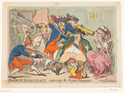 Luís XVI e Maria Antonieta capturados em voo, 1791 Democratas franceses surpreendendo os Royal Runaways de James Gillray