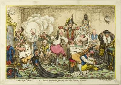 Fazer-se decente, ou seja, os "Broad-Bottomites" Entrar no Grande Traje de James Gillray