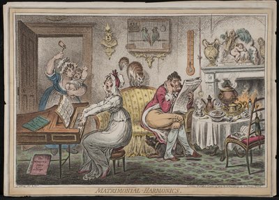 Harmônicos matrimoniais, publicado por Hannah Humphrey, 1805 (gravura à mão colorida) de James Gillray